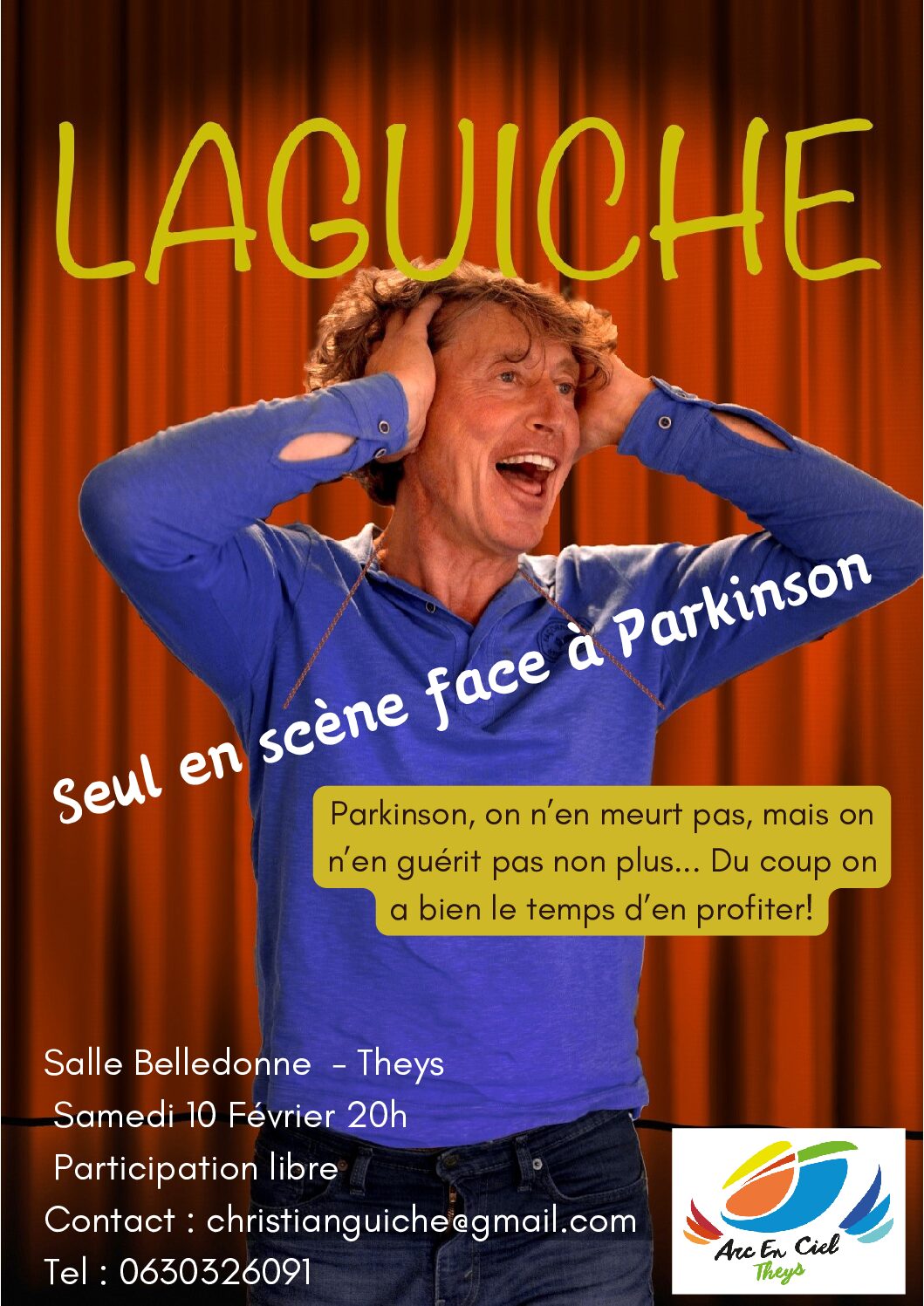 Théâtre : 10 février 2023 Salle Belledonne 20H // Laguiche Seul en scène face à Parkinson